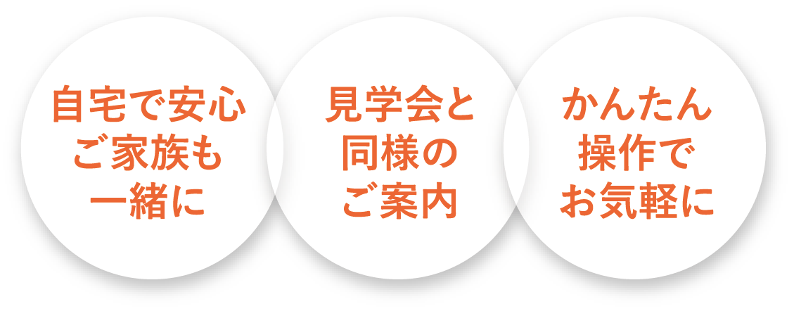 自宅で安心ご家族も一緒に・見学会と同様のご案内・かんたん操作でお気軽に